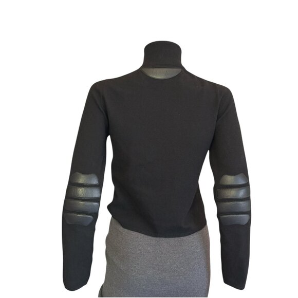 NWC Prada Black Cashmere Zippered Sweater Leather Accents - Picture 12 of 12